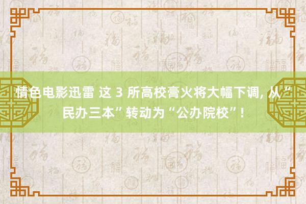 情色电影迅雷 这 3 所高校膏火将大幅下调， 从“民办三本”转动为“公办院校”!
