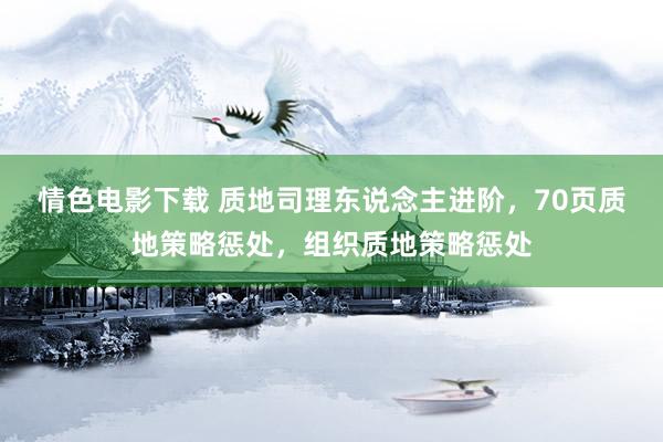 情色电影下载 质地司理东说念主进阶，70页质地策略惩处，组织质地策略惩处